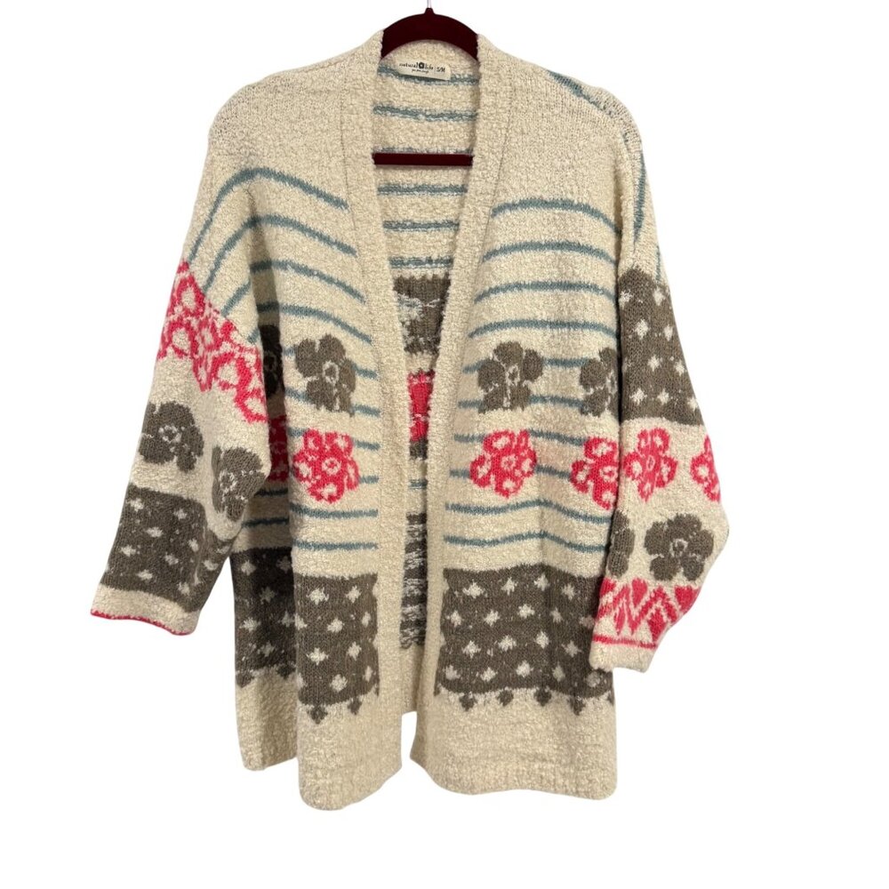 Natural Life Callaβ Jacquard Cardigan Floral Stripe Polka Dot Oversized Size S/M